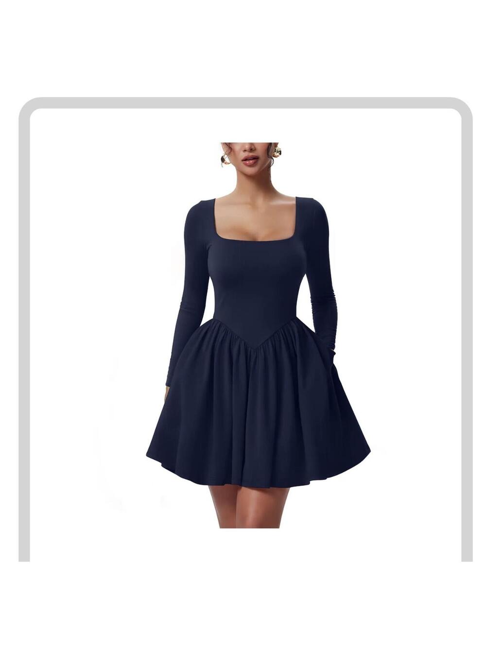 Viral OYS Long Sleeve Tie Back V Mini Dress with Pockets